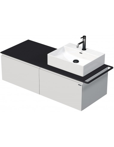 Billede af TARA Komplet badmiljø med 1 håndvask B128 cm Keramik, HPL og MDF - Sort/Mat hvid