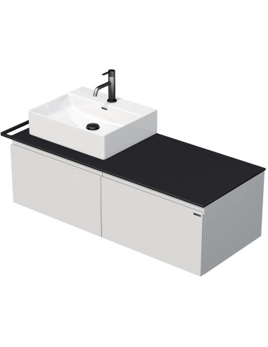 Billede af TARA Komplet badmiljø med 1 håndvask B128 cm Keramik, HPL og MDF - Sort/Mat hvid