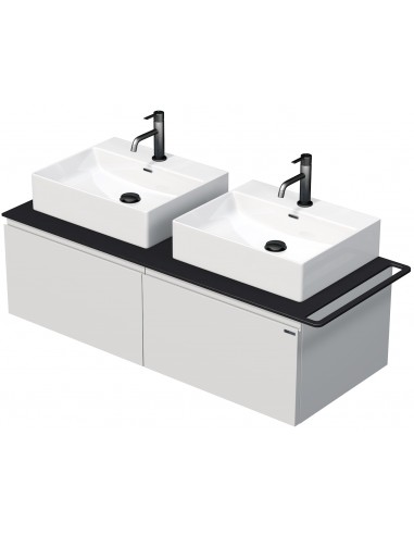 Billede af TARA Komplet badmiljø med 2 håndvaske B128 cm Keramik, HPL og MDF - Sort/Mat hvid