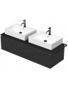 TARA Komplet badmiljø med 2 håndvaske B148 cm Keramik, HPL og MDF - Sort/Antracit højglans