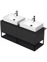 TARA Komplet badmiljø med 2 håndvaske B148 cm Keramik, HPL og MDF - Sort/Antracit højglans