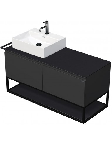 Billede af TARA Komplet badmiljø med 1 håndvask B128 cm Keramik, HPL og MDF - Sort/Mat antracit