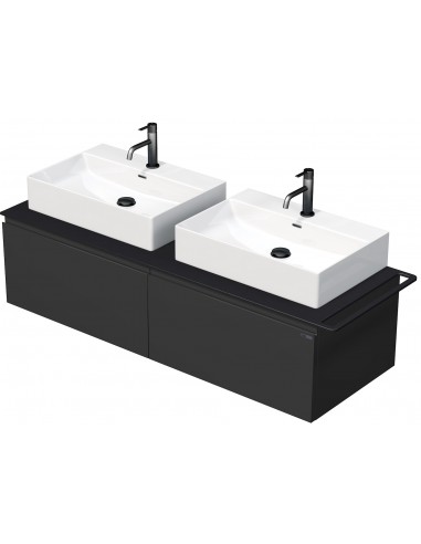 Billede af TARA Komplet badmiljø med 2 håndvaske B148 cm Keramik, HPL og MDF - Sort/Mat antracit
