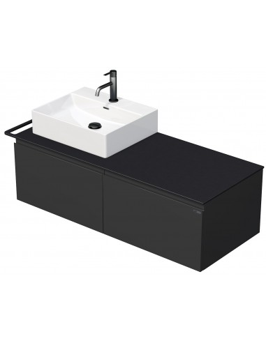 Billede af TARA Komplet badmiljø med 1 håndvask B128 cm Keramik, HPL og MDF - Sort/Mat antracit