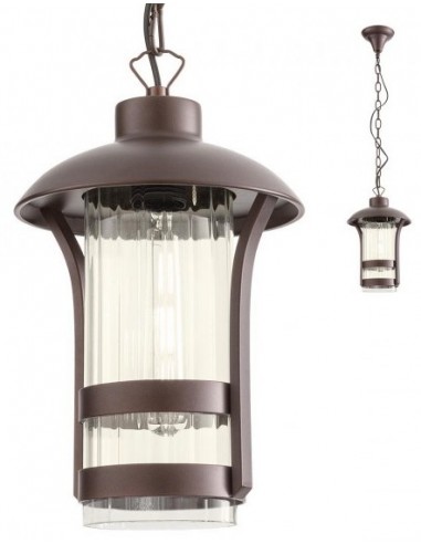 Se NORGE Loftlampe i metal og glas H32,5 - 87,5 cm 1 x E27 - Brun hos Lepong.dk