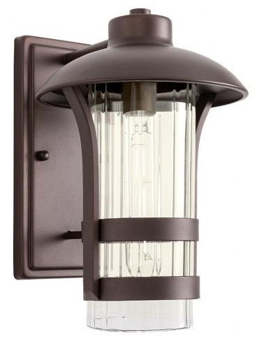 Se NORGE Væglampe i metal og glas H30,5 cm 1 x E27 - Brun hos Lepong.dk