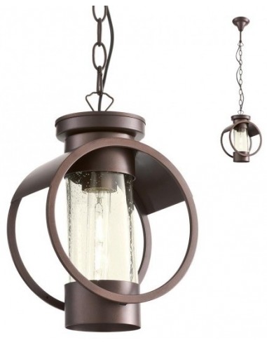 Se COMPASS Loftlampe i metal og glas H31,5 - 86,5 cm 1 x E27 - Brun hos Lepong.dk