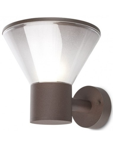 Se WIT Væglampe i aluminium og polycarbonat H20 cm 1 x E27 - Mat mørkebrun/Frostet hos Lepong.dk