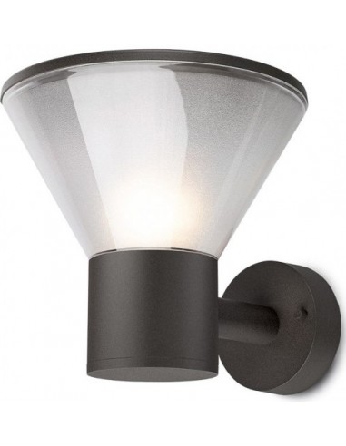 Billede af WIT Væglampe i aluminium og polycarbonat H20 cm 1 x E27 - Mat mørkegrå/Frostet