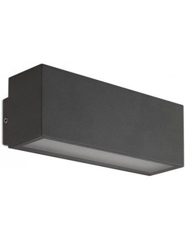 PLANIT Up-Down Væglampe i aluminium og glas B18 cm 1 x 10W SMD LED - Mat mørkegrå