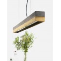 Langbordspendel i beton og egetræ 122 cm 18W LED - Lys beton/Eg