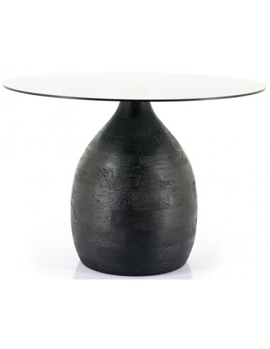 Billede af Bond sofabord i mangotræ og glas H42 x Ø60 cm - Antik sort/Røget