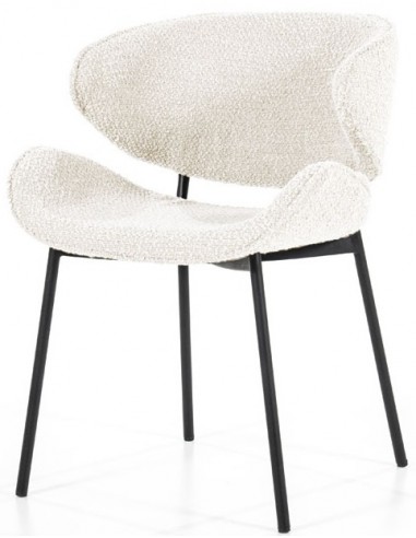Se Tess spisebordsstol i metal og bouclé H72 cm - Sort/Beige hos Lepong.dk