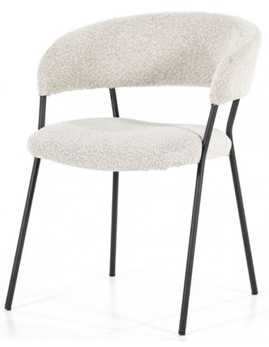 Billede af Luka spisebordsstol i metal og bouclé H79 cm - Sort/Beige