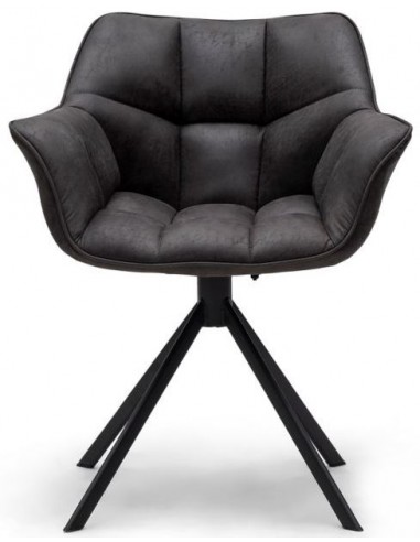 Billede af Carnaby rotérbar spisebordsstol i pellini læder og metal H82 cm - Sort/Espresso
