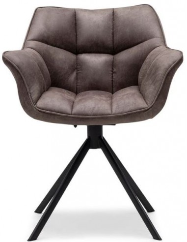 Se Carnaby rotérbar spisebordsstol i pellini læder og metal H82 cm - Sort/Kaffe hos Lepong.dk