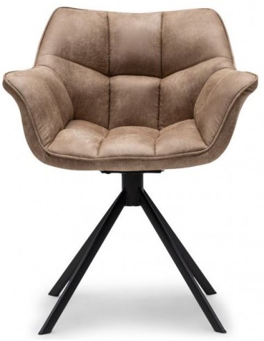 Se Carnaby rotérbar spisebordsstol i pellini læder og metal H82 cm - Sort/Kamelbrun hos Lepong.dk