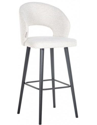 Se Savoy barstol i træ og bouclé H113 cm - Sort/Hvid hos Lepong.dk