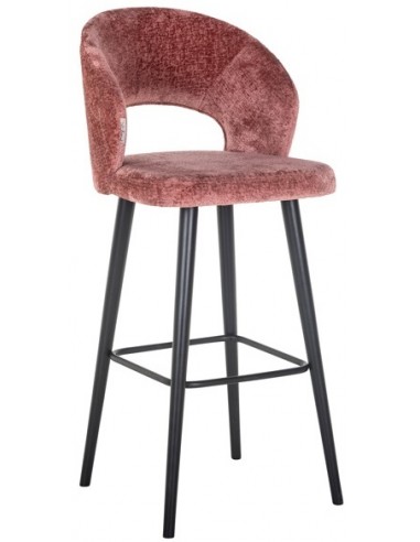 Se Savoy barstol i træ og chenille H113 cm - Sort/Rosa hos Lepong.dk