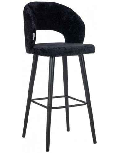 Se Savoy barstol i træ og chenille H113 cm - Sort/Sort hos Lepong.dk