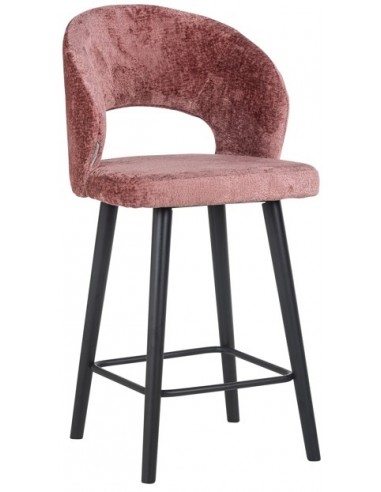 Se Savoy barstol i træ og chenille H100 cm - Sort/Rosa hos Lepong.dk