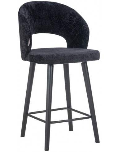 Se Savoy barstol i træ og chenille H100 cm - Sort/Sort hos Lepong.dk