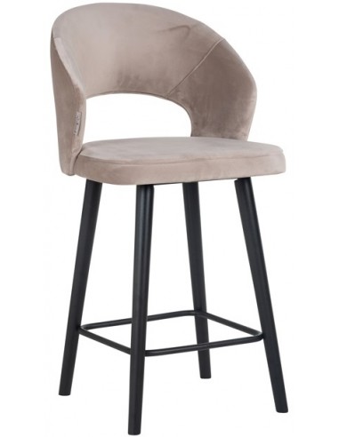 Se Savoy barstol i træ og velour H100 cm - Sort/Khaki hos Lepong.dk