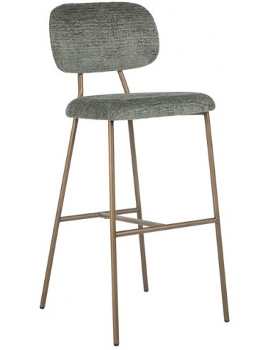 Se Xenia barstol i polyester H110 cm - Børstet guld/Grågrøn hos Lepong.dk