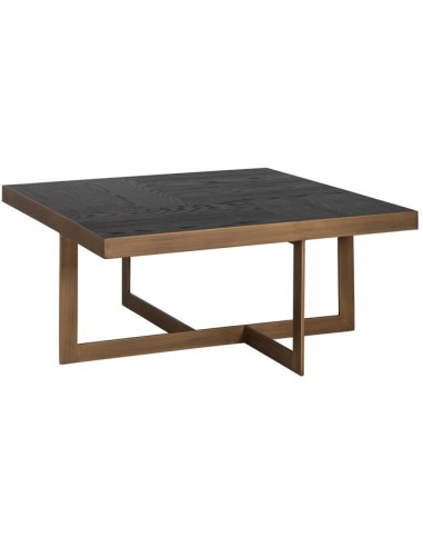 Billede af Cambon sofabord i stål og egetræsfinér 90 x 90 cm - Børstet bronze/Mørk kaffebrun
