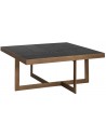 Cambon sofabord i stål og egetræsfinér 90 x 90 cm - Børstet bronze/Mørk kaffebrun