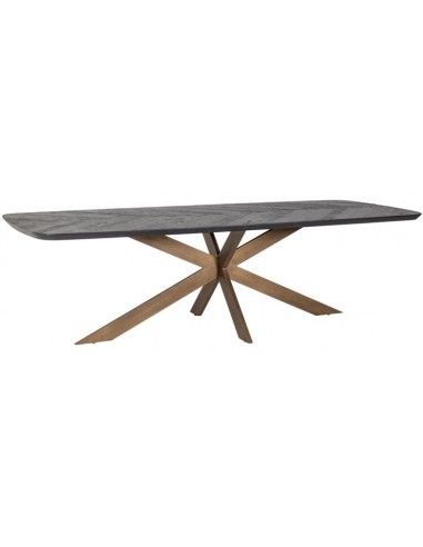 Billede af Hayley spisebord i stål og genanvendt egetræ 280 x 110 cm - Børstet bronze/Sort