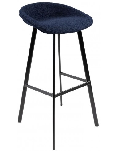 Billede af Lily barstol i teddy polyester H87 cm - Sort/Mørkeblå