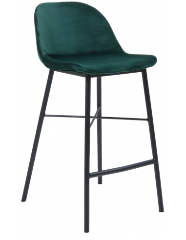 Billede af Jeff barstol i velour H93 cm - Sort/Mørkegrøn