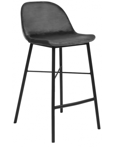 Billede af Jeff barstol i velour H93 cm - Sort/Mørkegrå