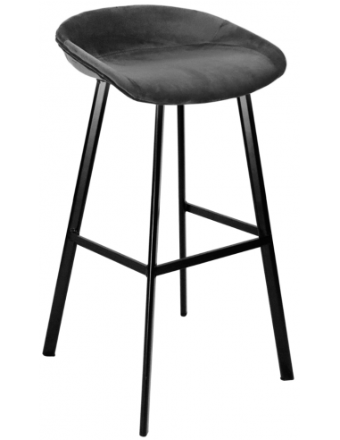 Billede af Finn barstol i velour H78 cm - Sort/Mørkegrå