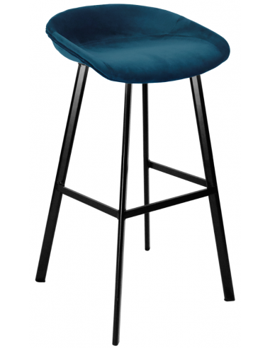 Se Finn barstol i velour H78 cm - Sort/Mørkeblå hos Lepong.dk
