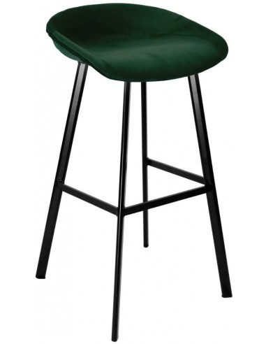 Se Finn barstol i velour H78 cm - Sort/Mørkegrøn hos Lepong.dk