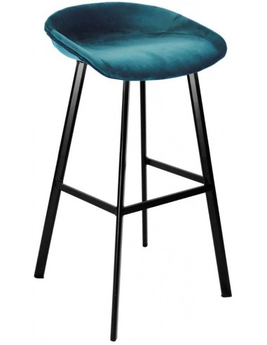 Se Finn barstol i velour H78 cm - Sort/Blå hos Lepong.dk