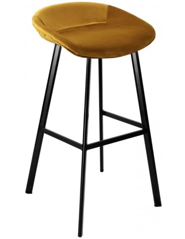 Billede af Finn barstol i velour H78 cm - Sort/Gylden