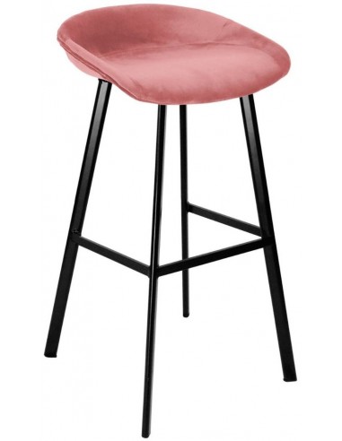 Se Finn barstol i velour H78 cm - Sort/Rosa hos Lepong.dk