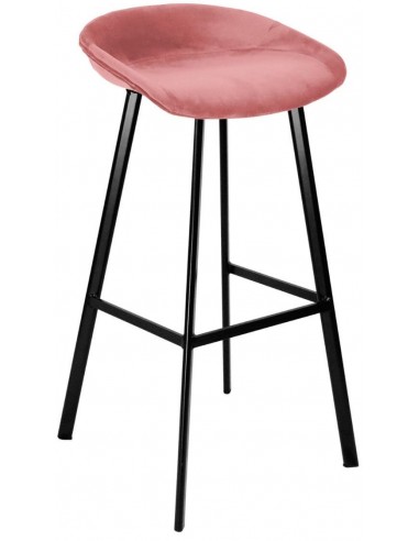 Se Finn barstol i velour H87 cm - Sort/Rosa hos Lepong.dk