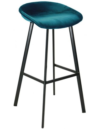 Billede af Finn barstol i velour H87 cm - Sort/Blå