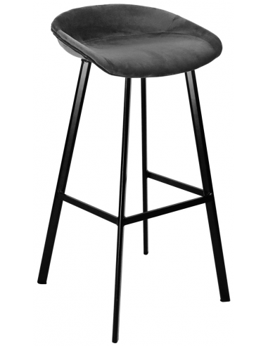 Billede af Finn barstol i velour H87 cm - Sort/Mørkegrå