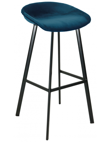 Billede af Finn barstol i velour H87 cm - Sort/Mørkeblå