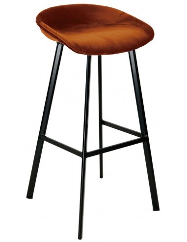 Billede af Finn barstol i velour H87 cm - Sort/Orange