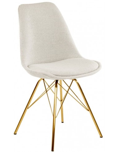 Se Jens spisebordsstol i metal og polyester H87 cm - Guld/Cremehvid hos Lepong.dk
