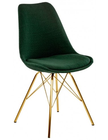 Billede af Jens spisebordsstol i metal og polyester H87 cm - Guld/Mørkegrøn