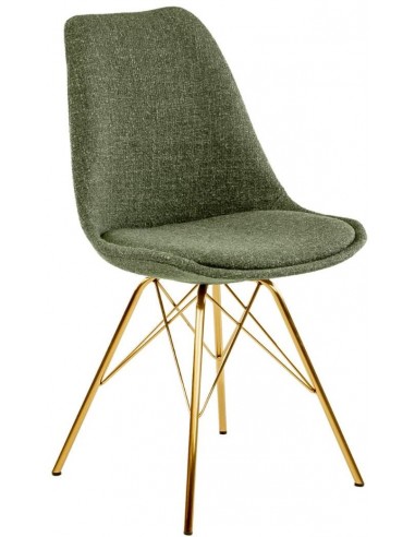 Billede af Jens spisebordsstol i metal og polyester H87 cm - Guld/Grøn