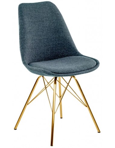 Billede af Jens spisebordsstol i metal og polyester H87 cm - Guld/Blå