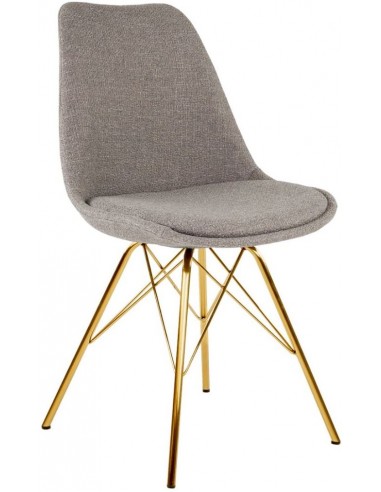 Se Jens spisebordsstol i metal og polyester H87 cm - Guld/Grå hos Lepong.dk
